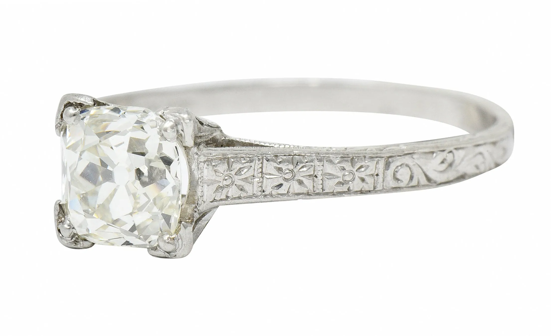 Art Deco 1.08 CTW Old Mine Diamond Platinum Engagement Ring GIA