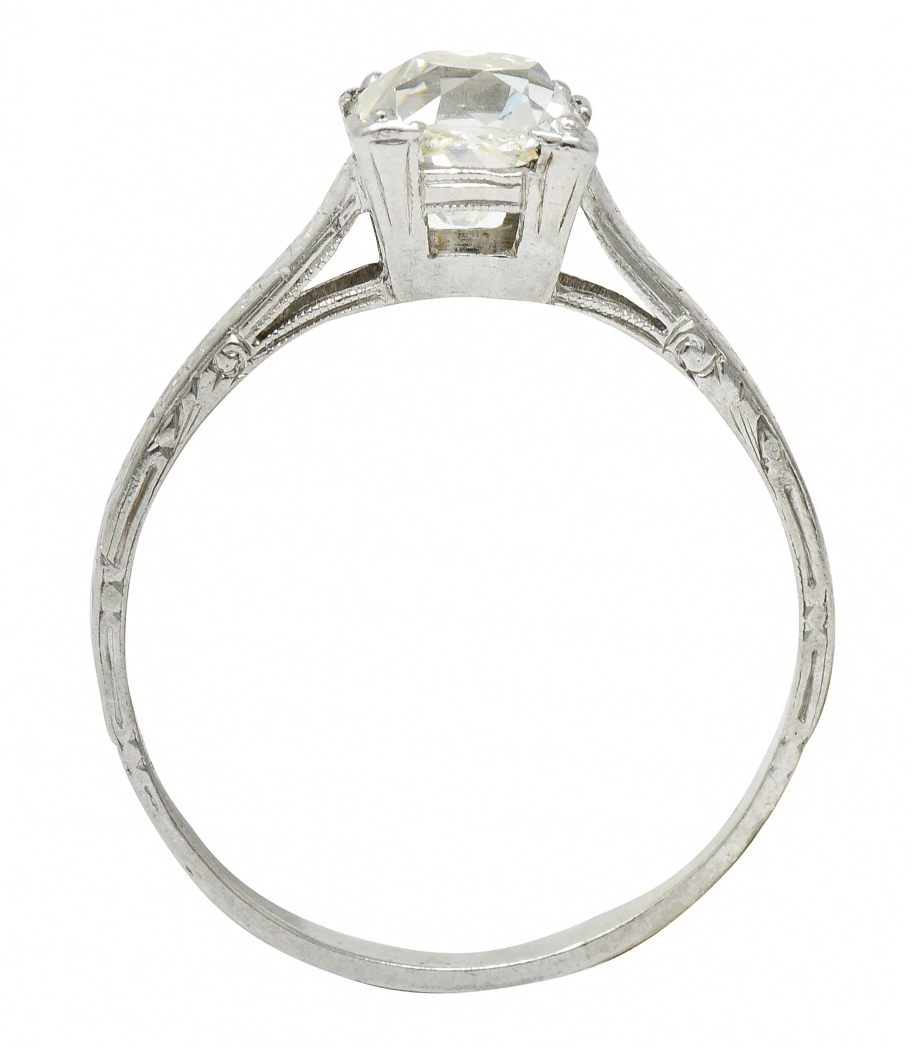 Art Deco 1.08 CTW Old Mine Diamond Platinum Engagement Ring GIA