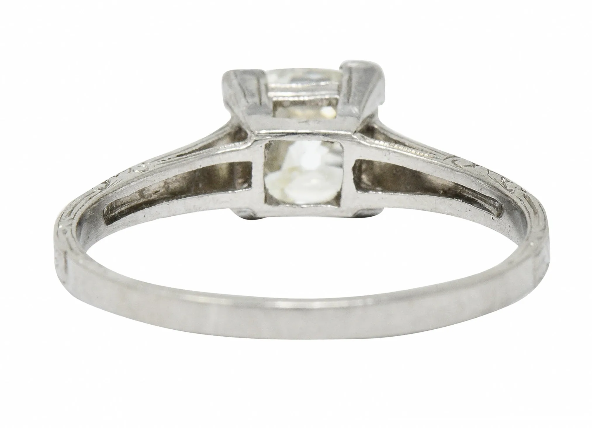 Art Deco 1.08 CTW Old Mine Diamond Platinum Engagement Ring GIA