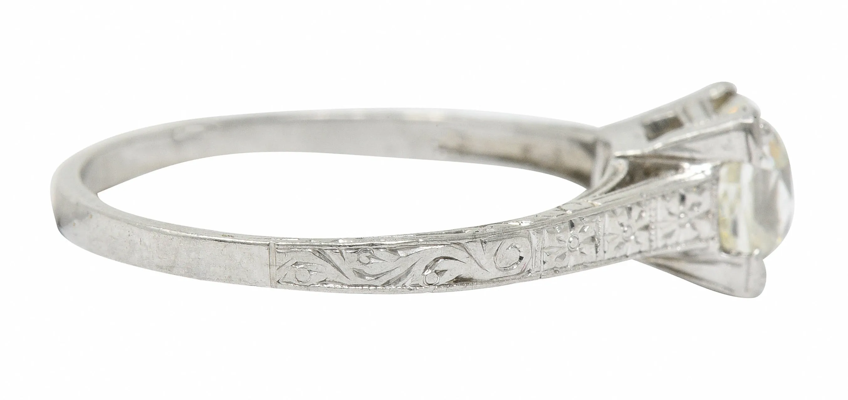 Art Deco 1.08 CTW Old Mine Diamond Platinum Engagement Ring GIA
