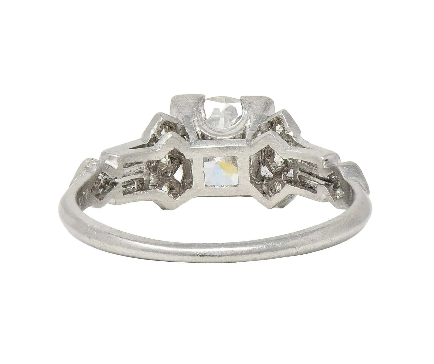 Art Deco 1.12 CTW Diamond Platinum Geometric Engagement Ring