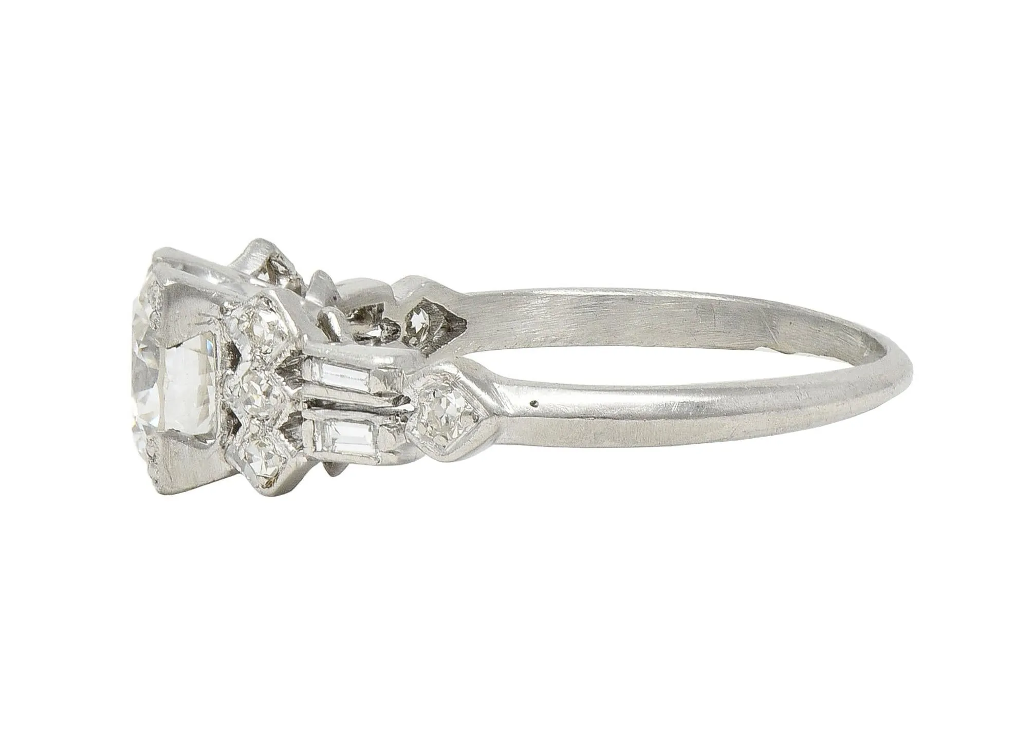 Art Deco 1.12 CTW Diamond Platinum Geometric Engagement Ring