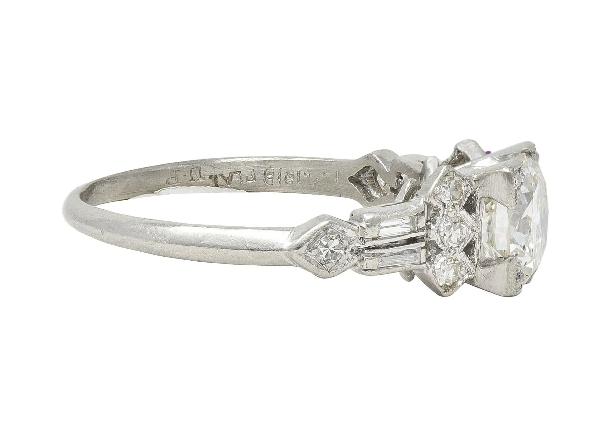 Art Deco 1.12 CTW Diamond Platinum Geometric Engagement Ring