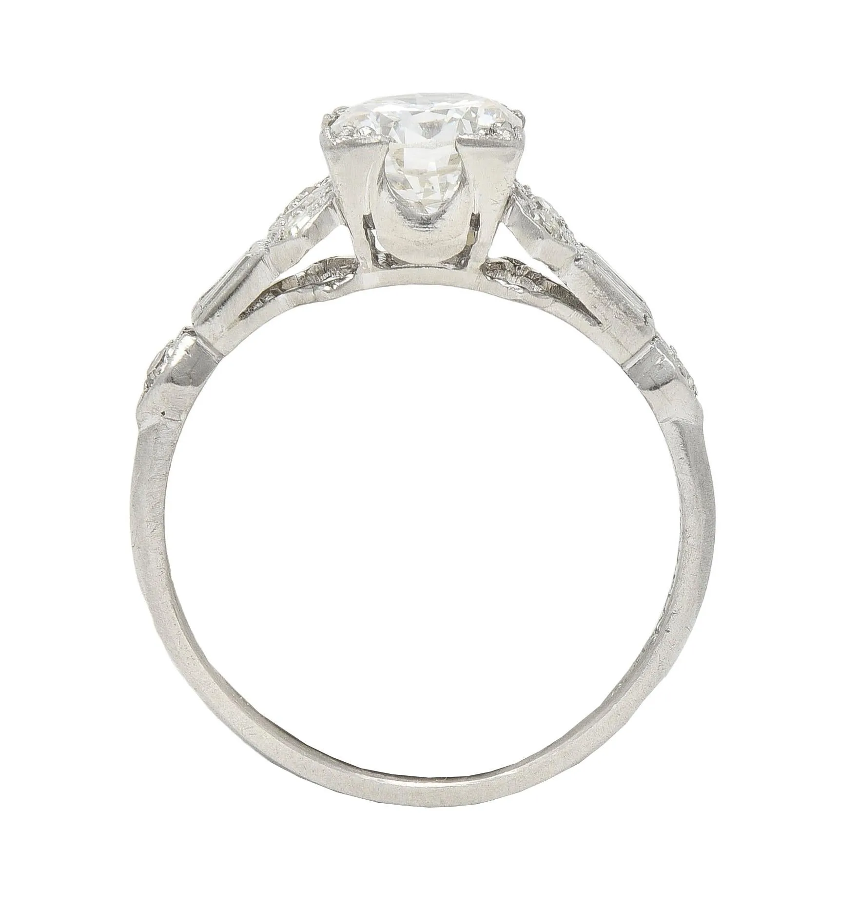 Art Deco 1.12 CTW Diamond Platinum Geometric Engagement Ring