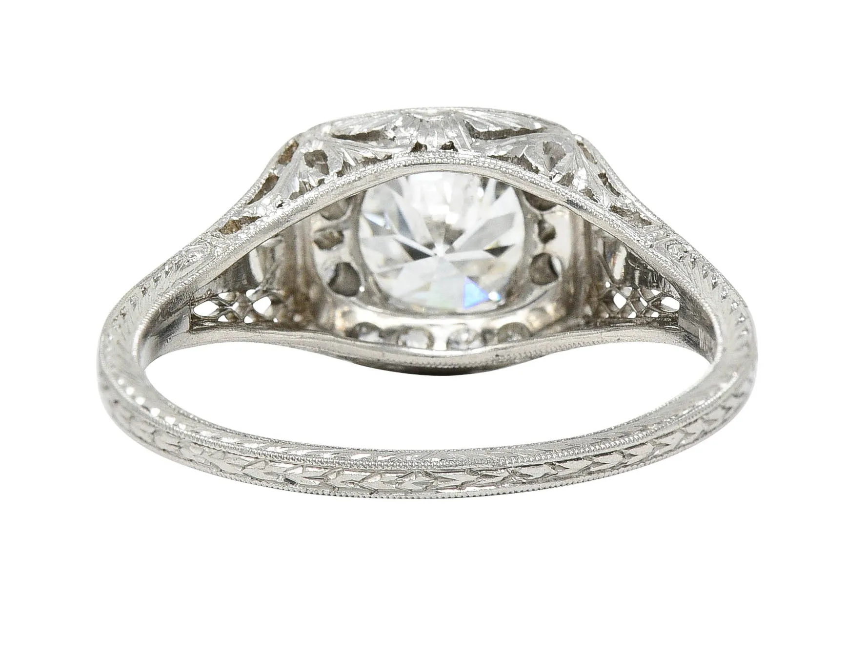 Art Deco 1.35 CTW Diamond Platinum Scrolling Engagement Ring GIA
