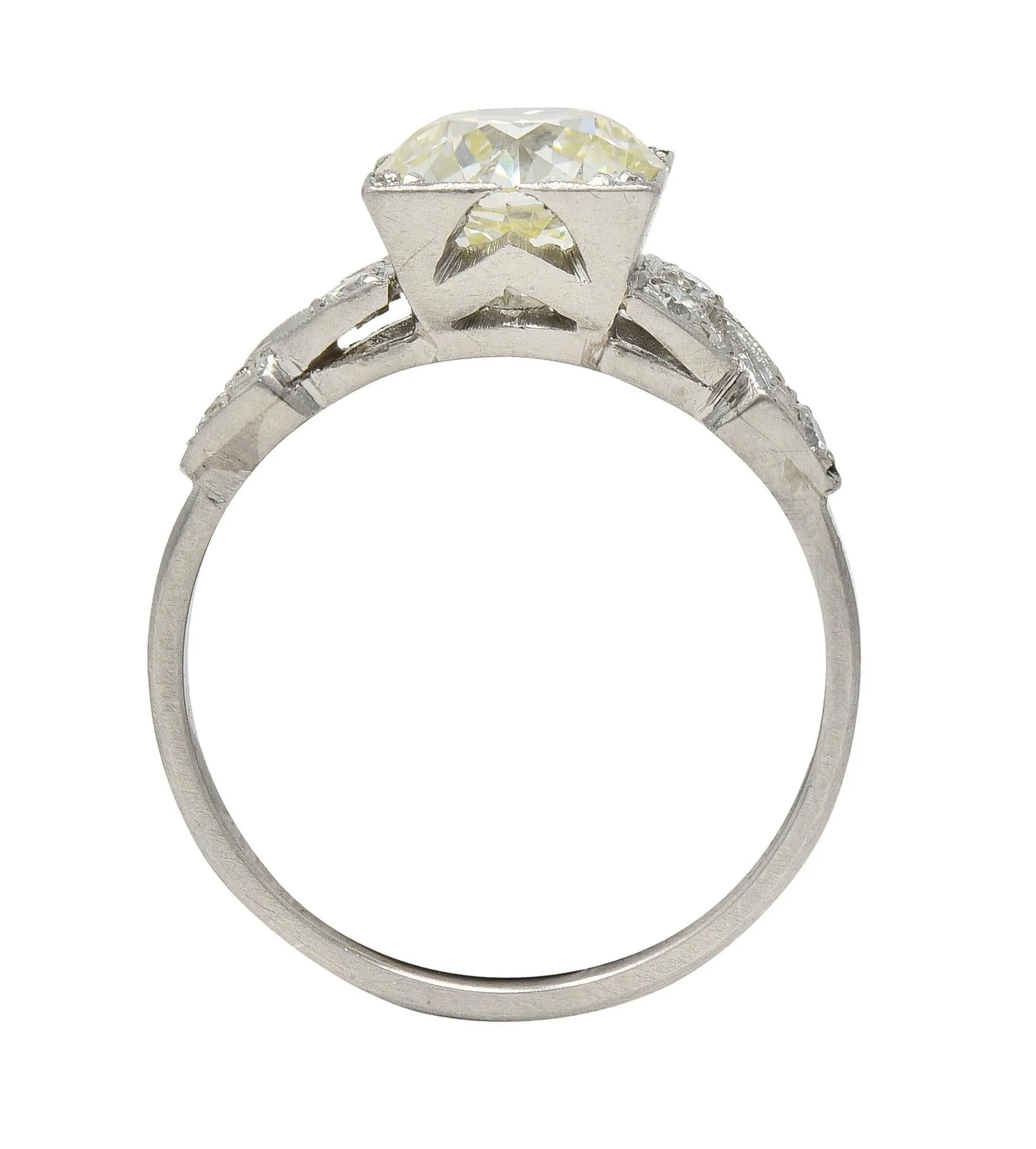 Art Deco 1.96 CTW Old European Cut Diamond Platinum Vintage Link Engagement Ring