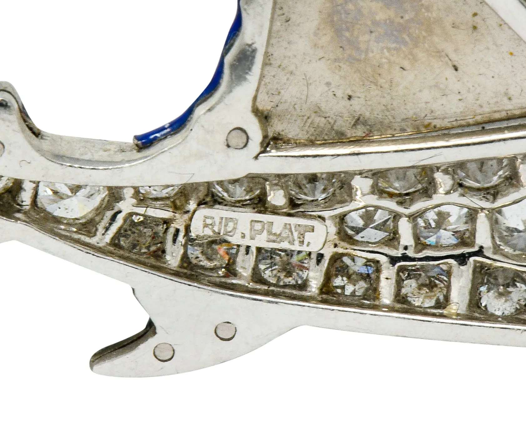 Art Deco 2.60 CTW Diamond Blue Enamel Platinum Swordfish Brooch