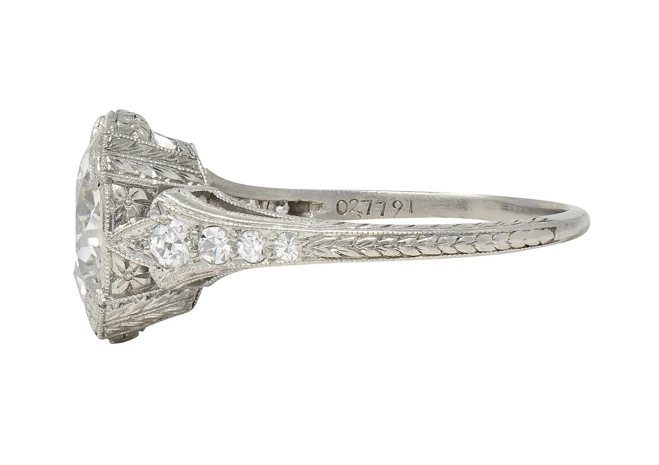 Art Deco 2.94 CTW Old European Diamond Platinum Orange Blossom Vintage Engagement Ring GIA