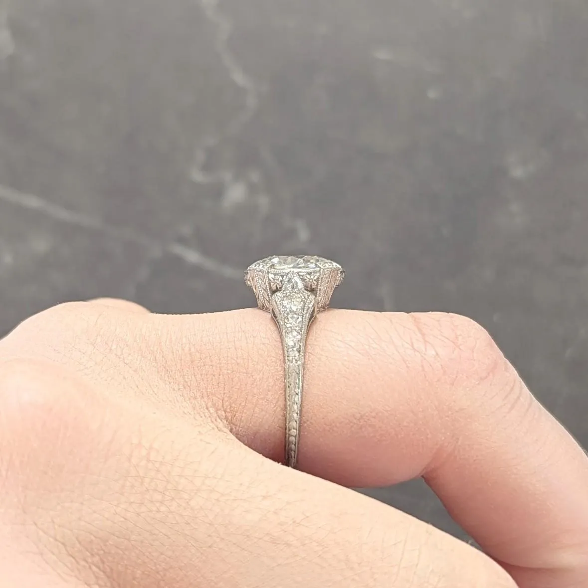 Art Deco 2.94 CTW Old European Diamond Platinum Orange Blossom Vintage Engagement Ring GIA