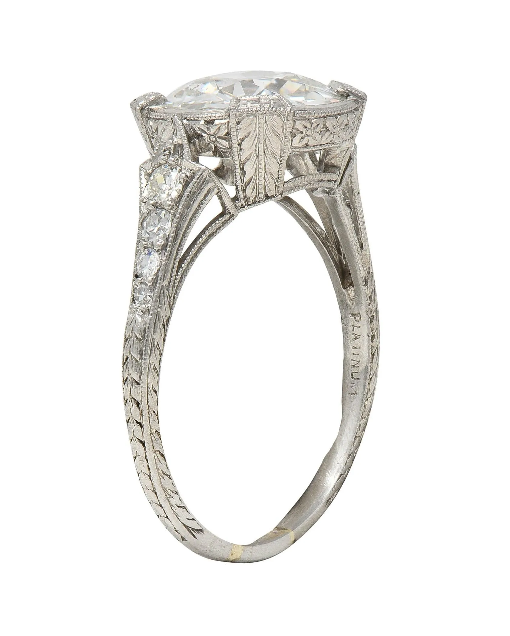 Art Deco 2.94 CTW Old European Diamond Platinum Orange Blossom Vintage Engagement Ring GIA