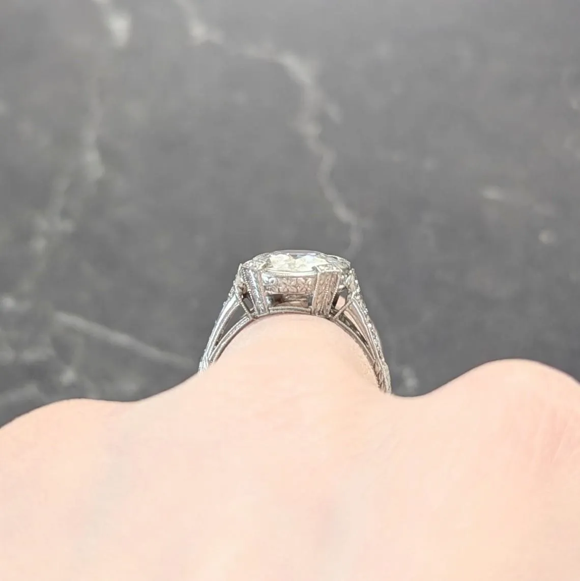 Art Deco 2.94 CTW Old European Diamond Platinum Orange Blossom Vintage Engagement Ring GIA