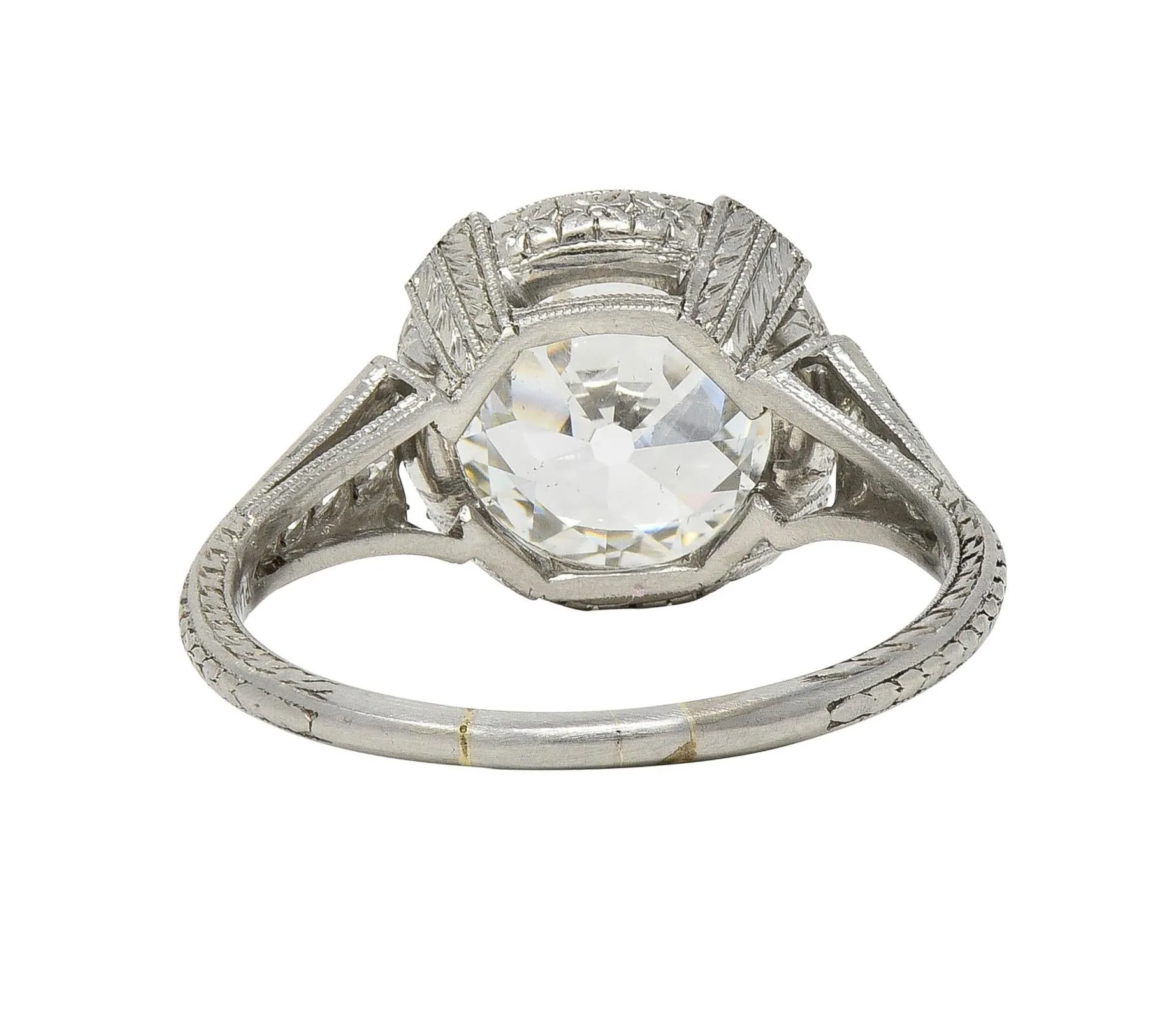 Art Deco 2.94 CTW Old European Diamond Platinum Orange Blossom Vintage Engagement Ring GIA