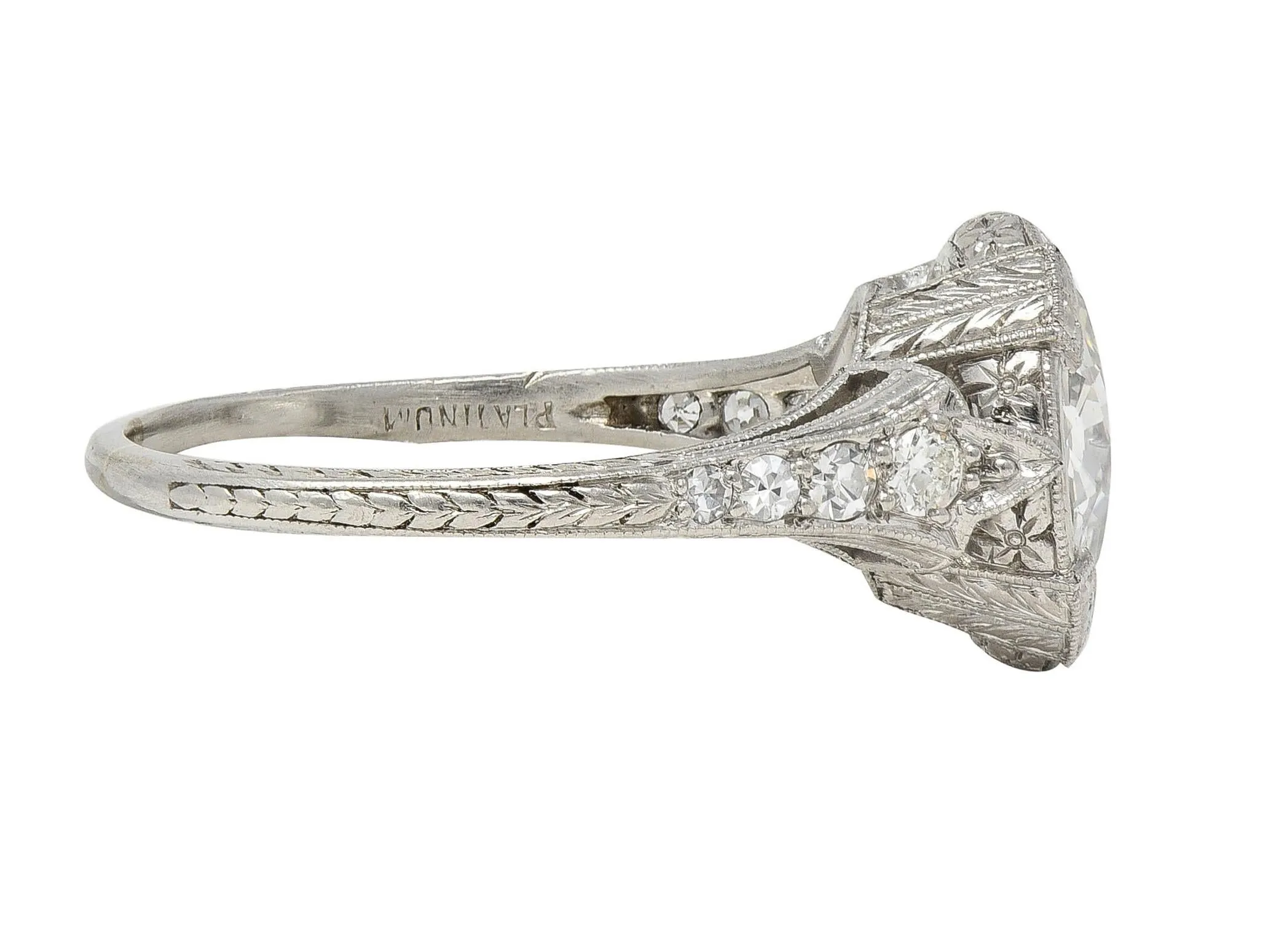 Art Deco 2.94 CTW Old European Diamond Platinum Orange Blossom Vintage Engagement Ring GIA
