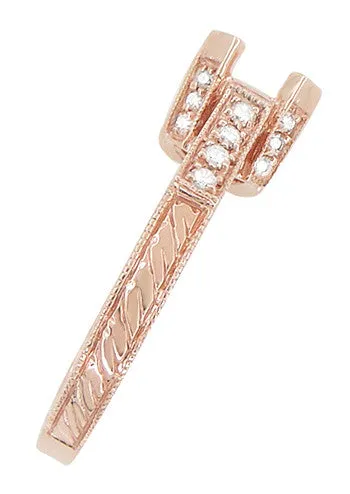 Art Deco 3/4 Carat Diamond Filigree Citadel Engagement Ring Semimount in 14 Karat Rose Gold