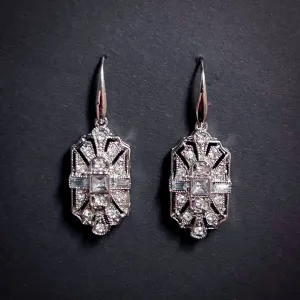 Art Deco Bridal/Bridesmaids Earrings in Silver & Clear