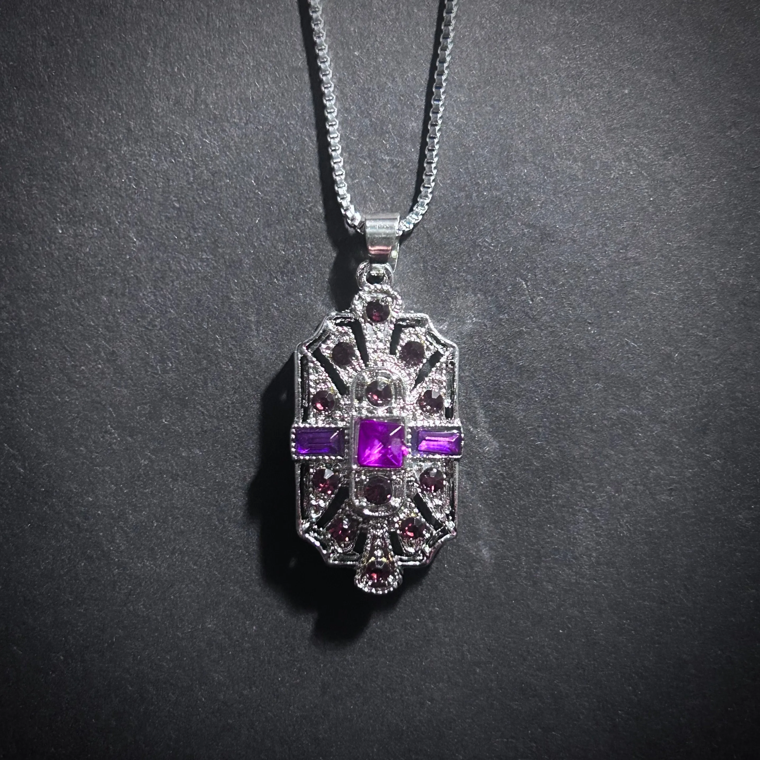 Art Deco Bridal/Bridesmaids Necklace in Silver & Amethyst