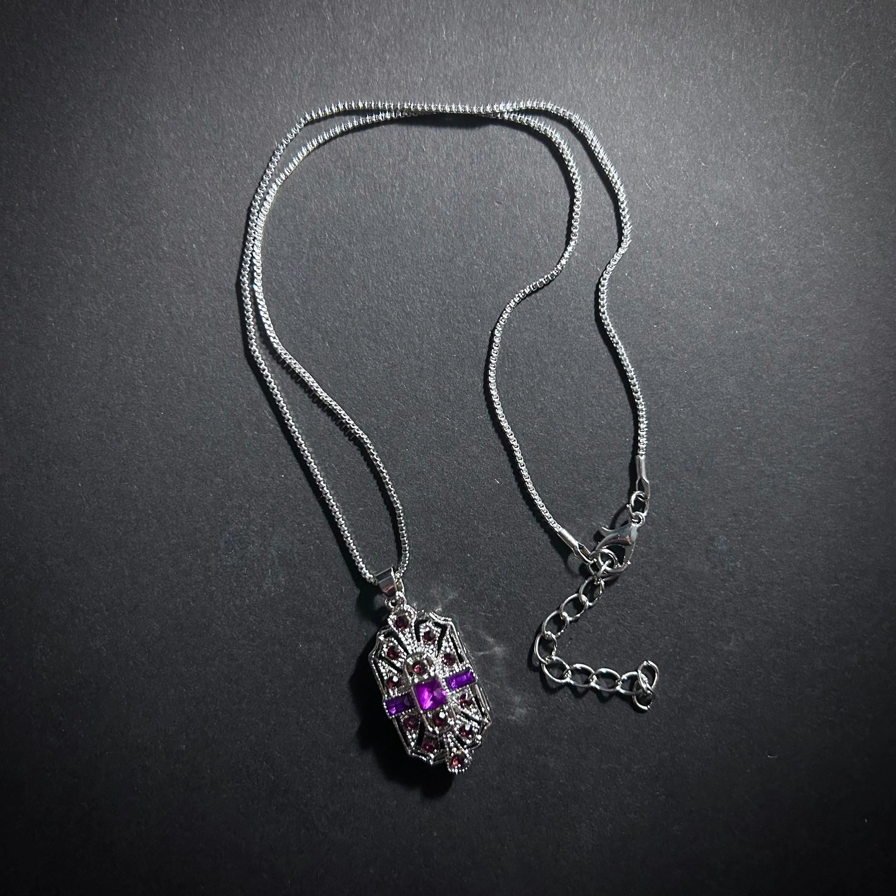 Art Deco Bridal/Bridesmaids Necklace in Silver & Amethyst