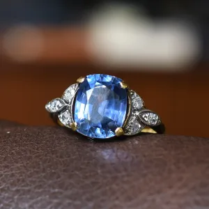 Art Deco Ceylon Sapphire & Diamond Ring