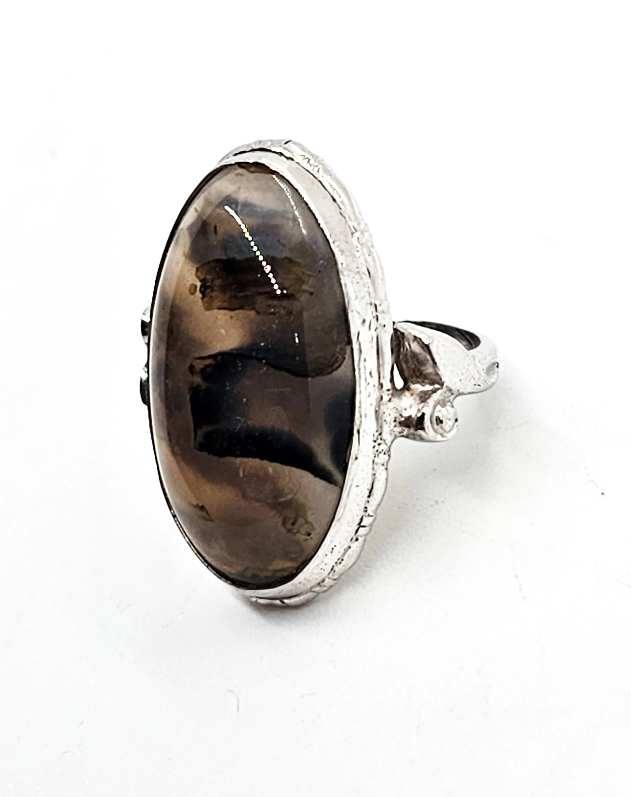 Art Deco Clarks and Coombs Dendritic Agate sterling silver antique ring size 5