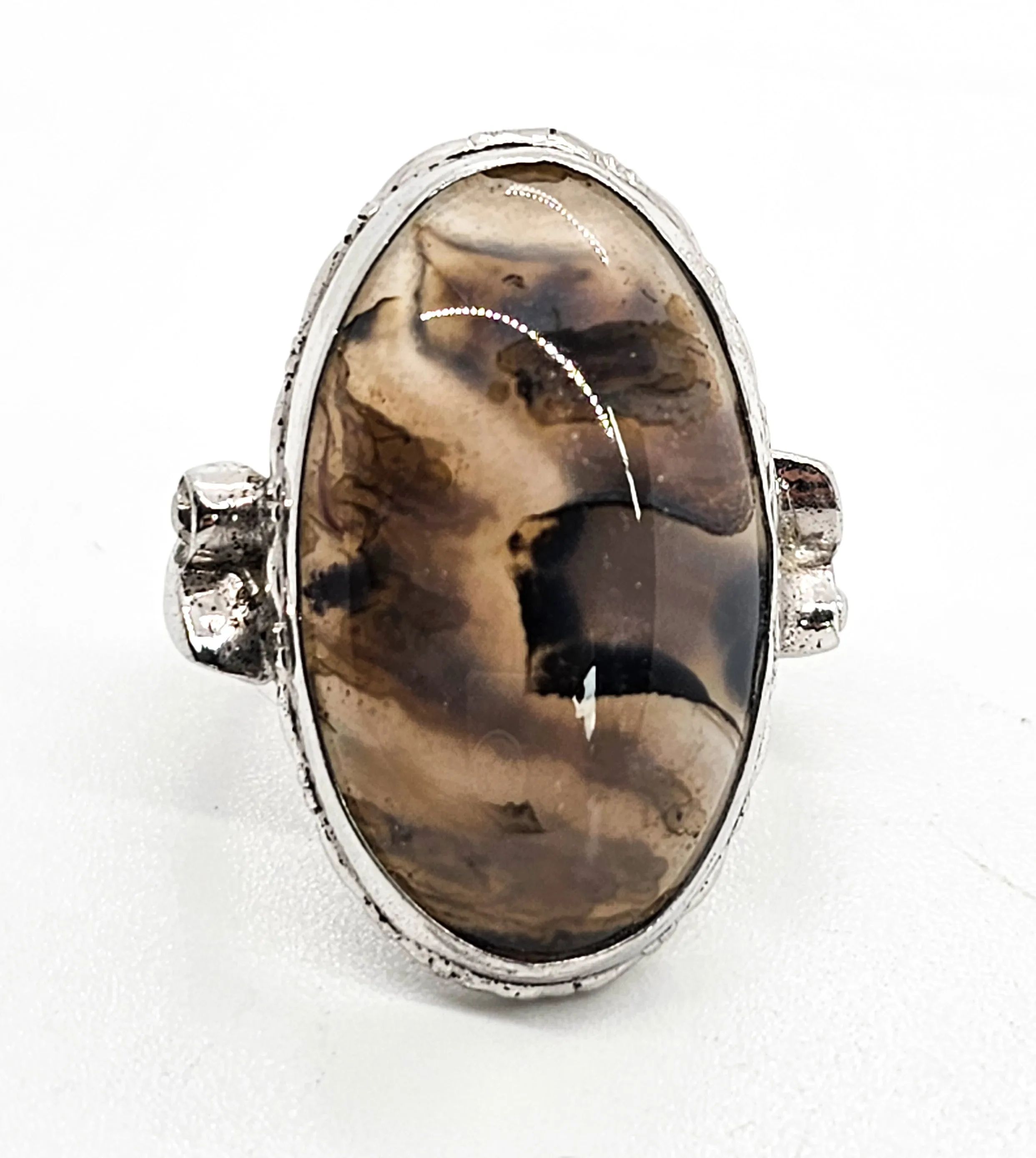 Art Deco Clarks and Coombs Dendritic Agate sterling silver antique ring size 5