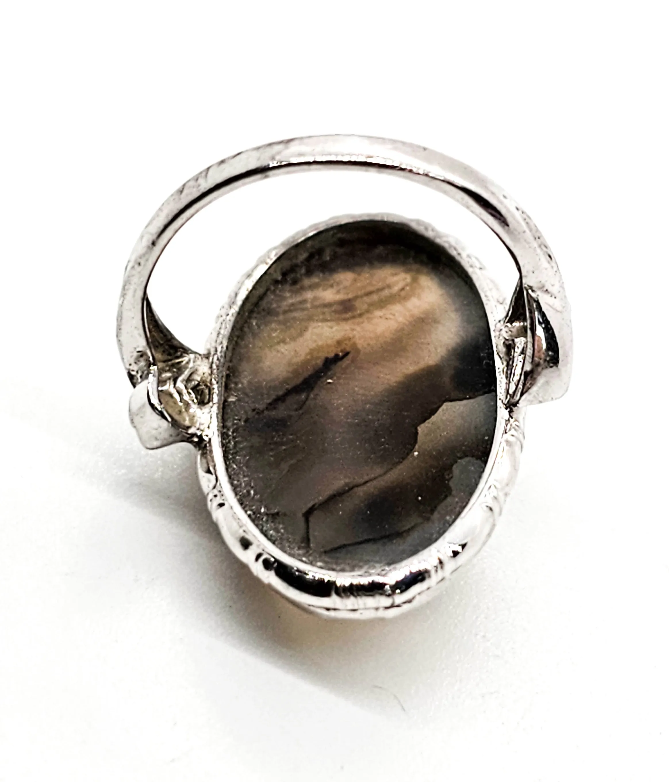 Art Deco Clarks and Coombs Dendritic Agate sterling silver antique ring size 5