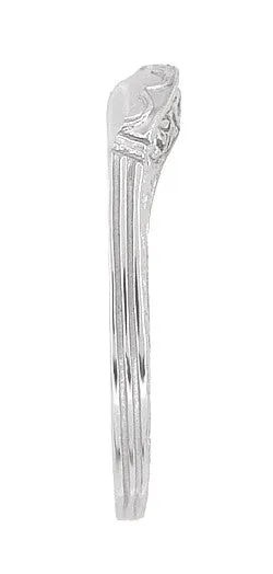 Art Deco Curved Wedding Band in 14 Karat White Gold