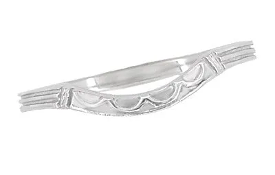 Art Deco Curved Wedding Band in 14 Karat White Gold