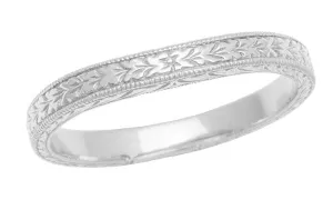 Art Deco Curved Wheat Wedding Band in Platinum