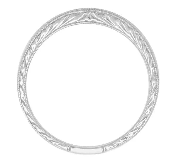 Art Deco Curved Wheat Wedding Band in Platinum