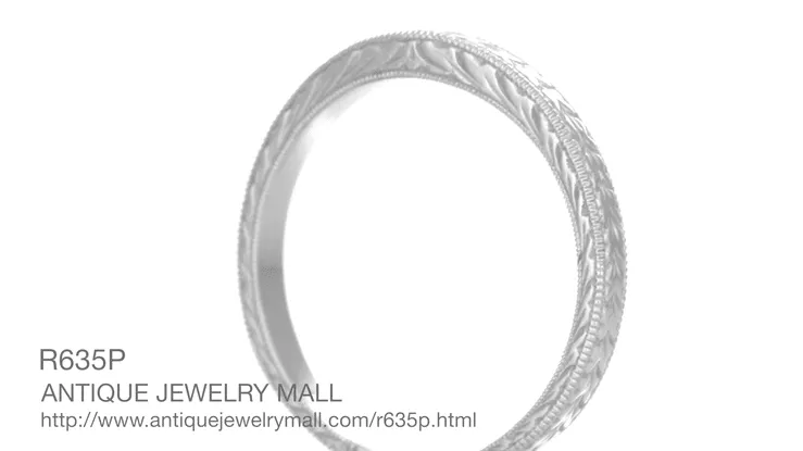 Art Deco Curved Wheat Wedding Band in Platinum