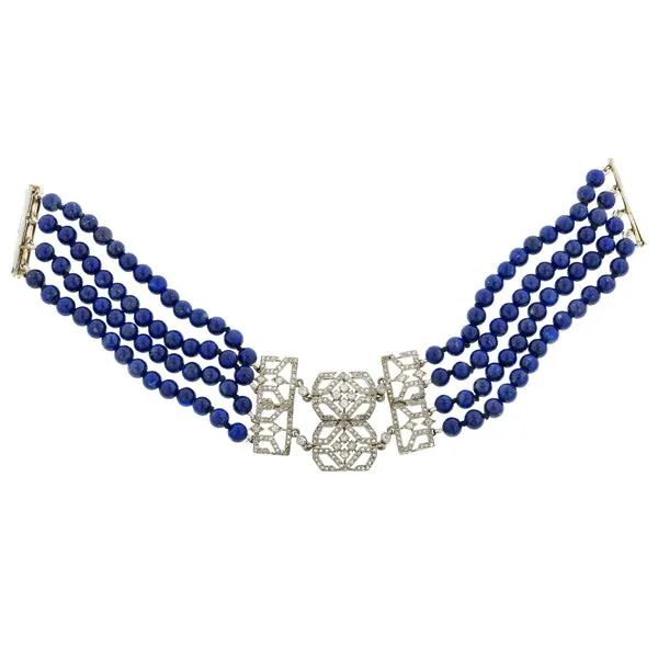 Art Deco Diamond & Lapis Bracelet