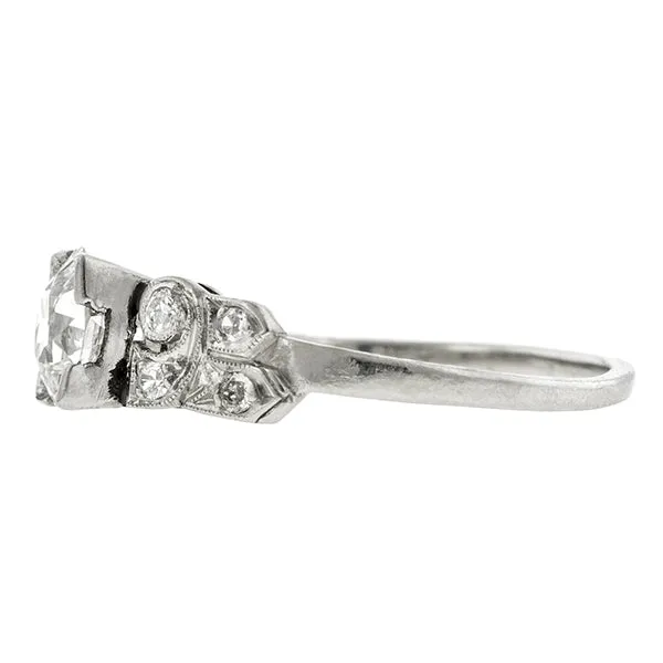 Art Deco Diamond Engagement Ring, Old Euro 0.88ct