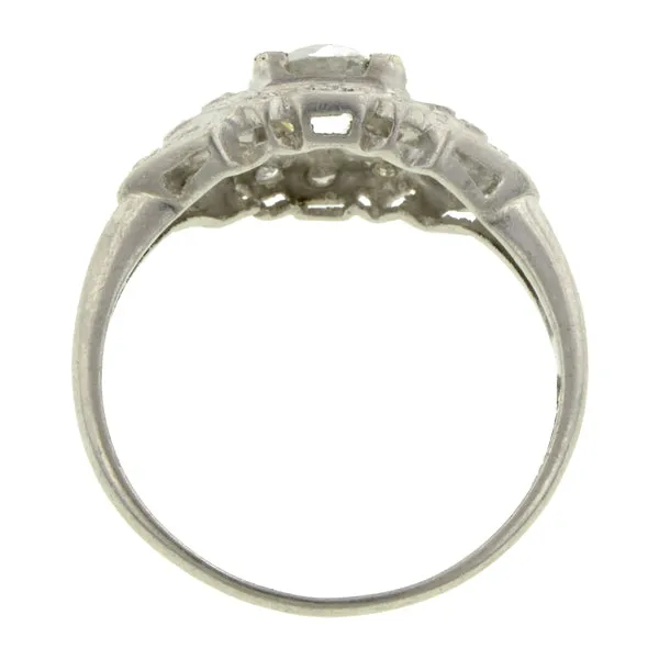 Art Deco Diamond Engagement Ring, Old Euro 0.90ct