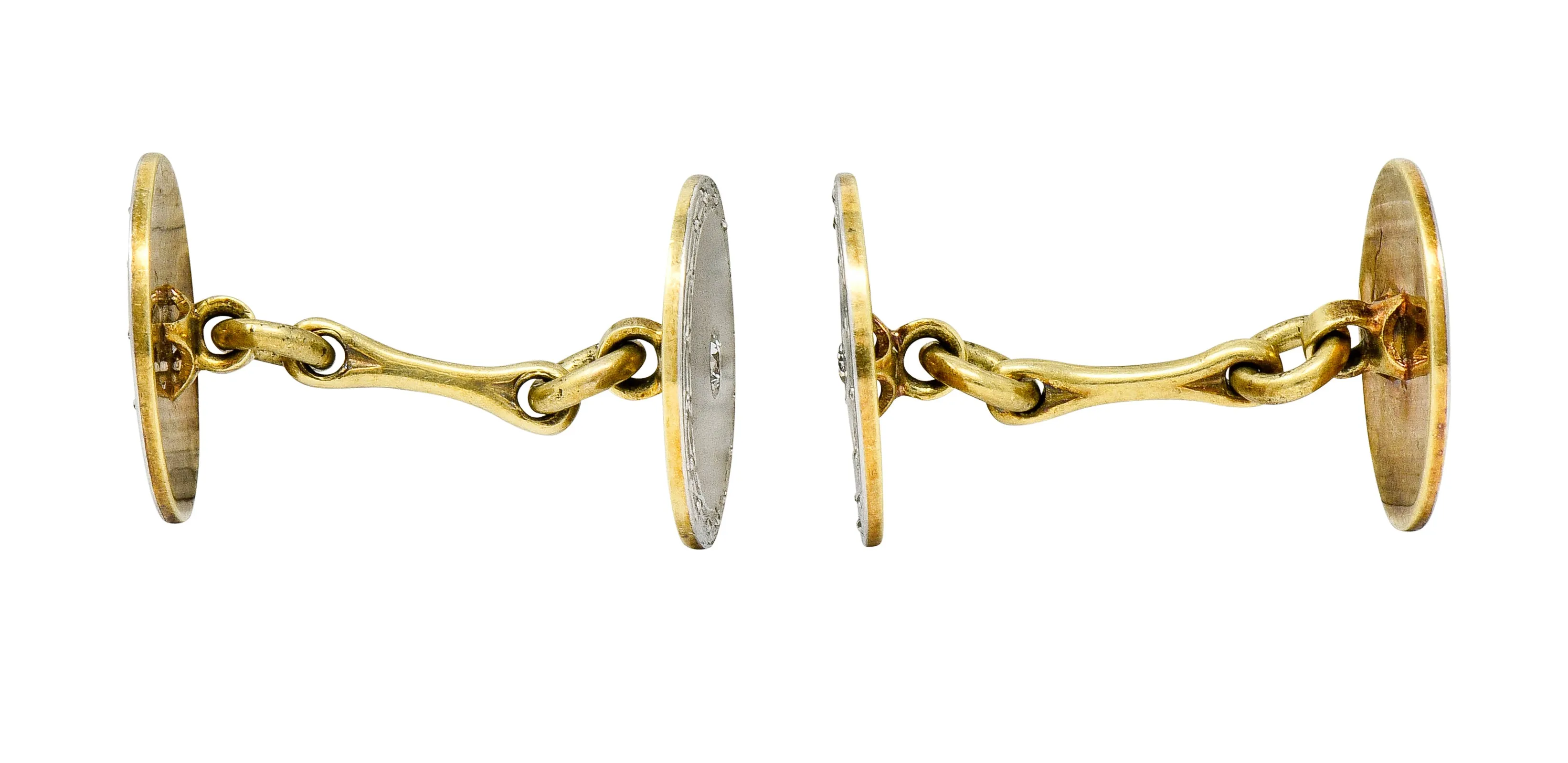 Art Deco Diamond Platinum-Topped 14 Karat Gold Men's Cufflinks