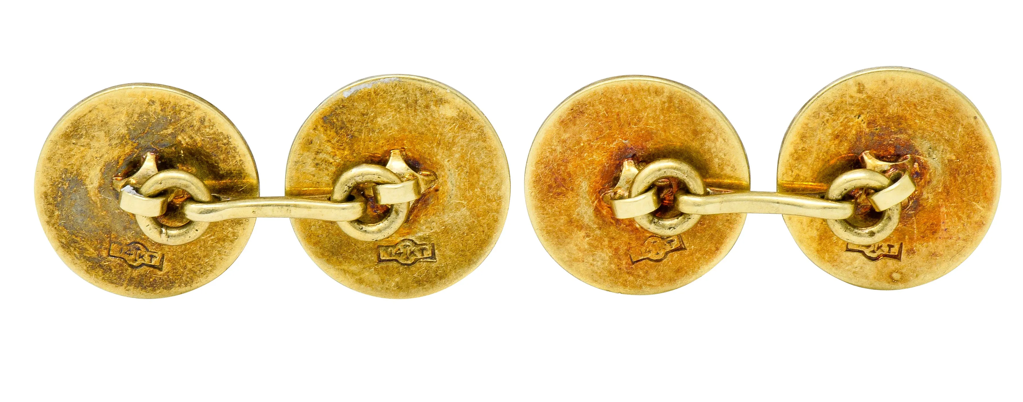 Art Deco Diamond Platinum-Topped 14 Karat Gold Men's Cufflinks