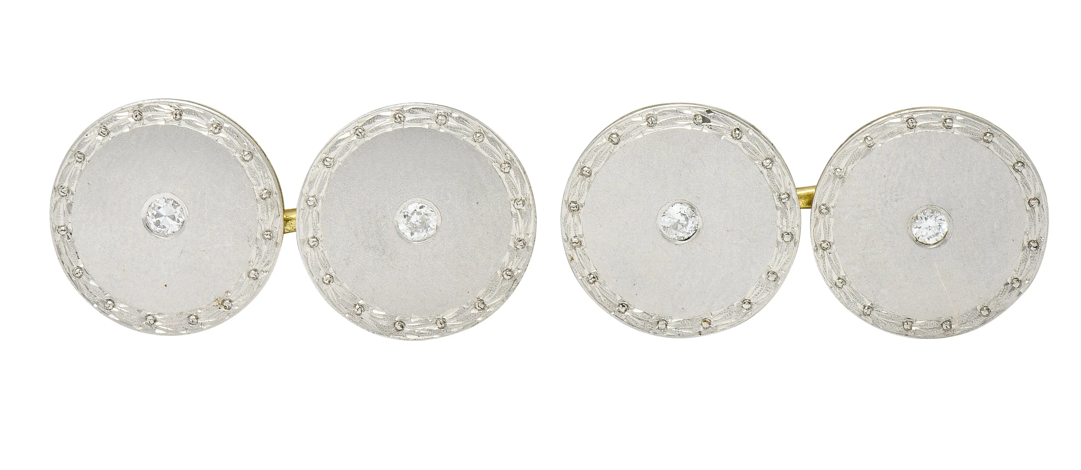 Art Deco Diamond Platinum-Topped 14 Karat Gold Men's Cufflinks