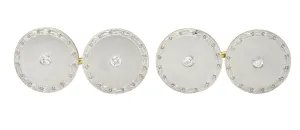 Art Deco Diamond Platinum-Topped 14 Karat Gold Men's Cufflinks