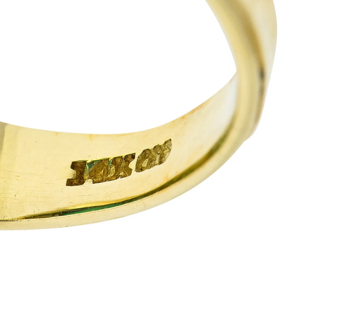 Art Deco Egyptian Revival Chrysoprase 14 Karat Gold Lotus Unisex Signet Ring