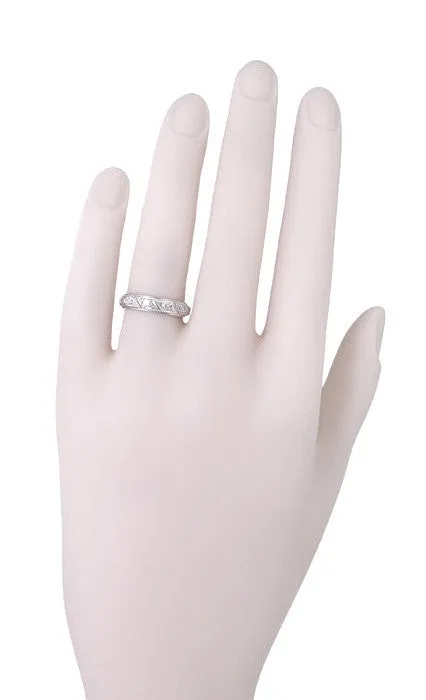 Art Deco Ellington Vintage Diamond Wedding Band in Platinum - Size 6