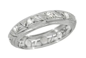 Art Deco Ellington Vintage Diamond Wedding Band in Platinum - Size 6