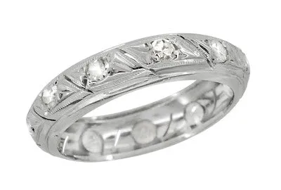 Art Deco Ellington Vintage Diamond Wedding Band in Platinum - Size 6