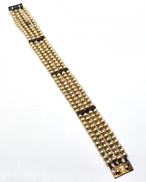 Art Deco faux pearl antique sterling silver 4 strand snap clasp bracelet