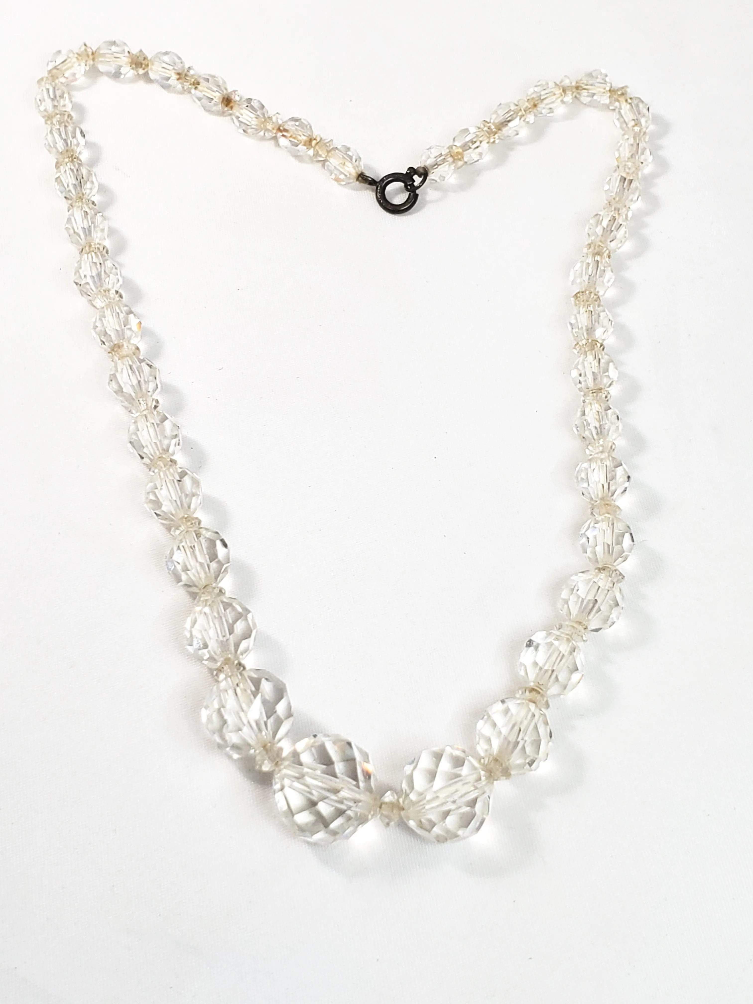 Art Deco Germany Faceted lead glass Austrian crystal beads with sterling clasp