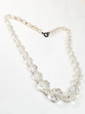 Art Deco Germany Faceted lead glass Austrian crystal beads with sterling clasp
