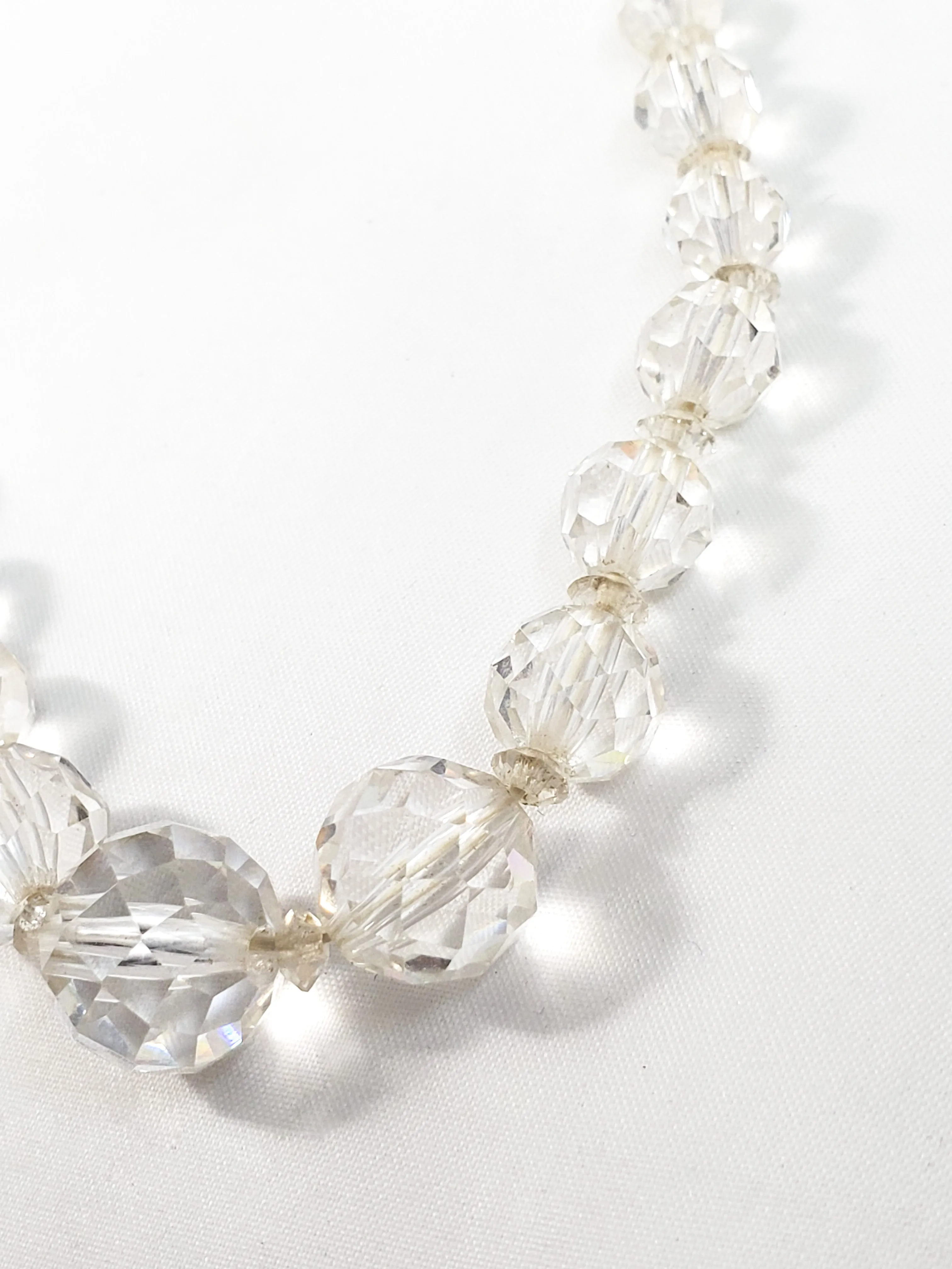Art Deco Germany Faceted lead glass Austrian crystal beads with sterling clasp