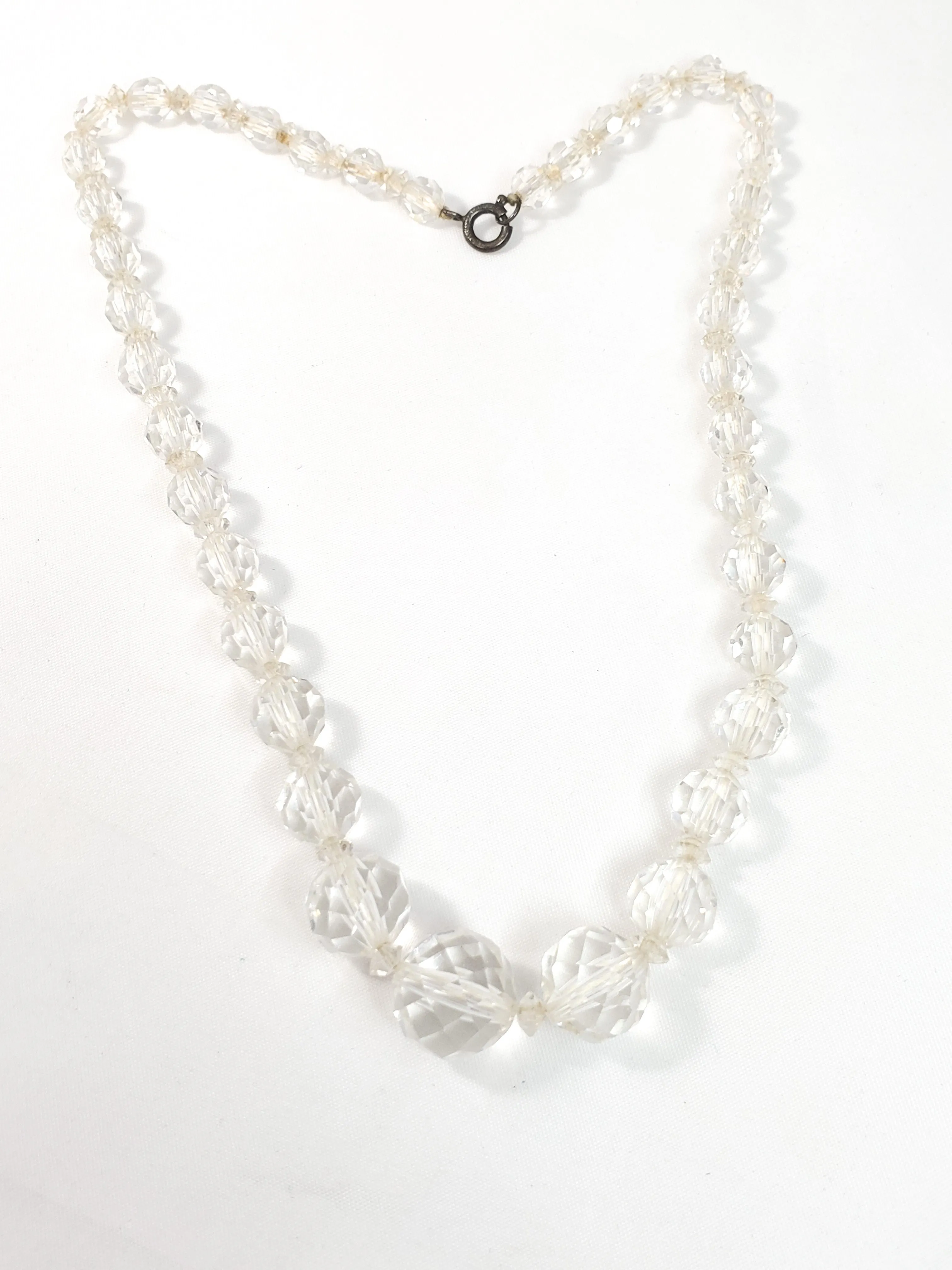 Art Deco Germany Faceted lead glass Austrian crystal beads with sterling clasp