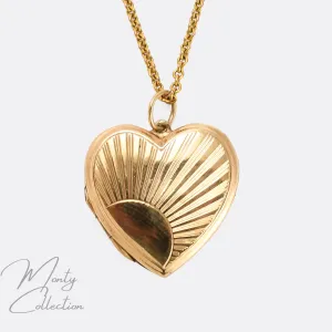 Art Deco Gold "New Dawn"  Heart Locket