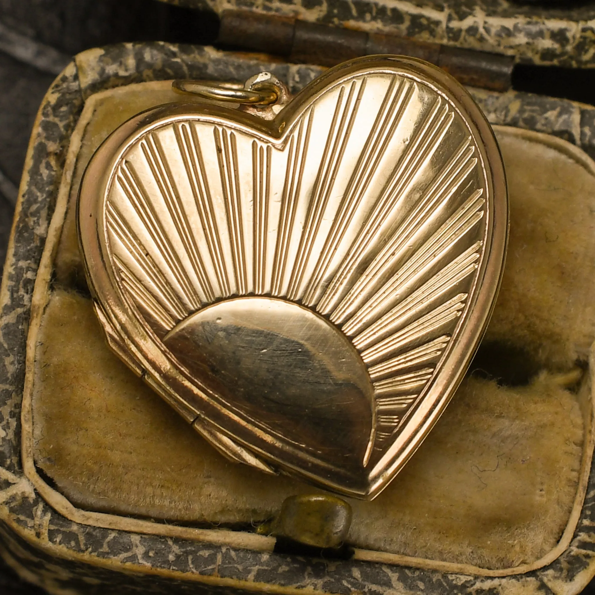 Art Deco Gold "New Dawn"  Heart Locket