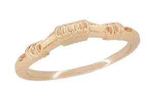 Art Deco Harvest Bands Wedding Ring in 14 Karat Rose ( Pink ) Gold - Curved Band