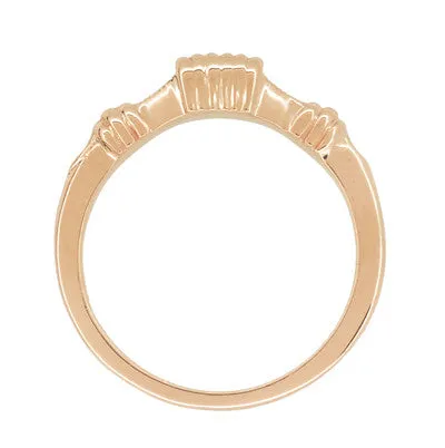 Art Deco Harvest Bands Wedding Ring in 14 Karat Rose ( Pink ) Gold - Curved Band